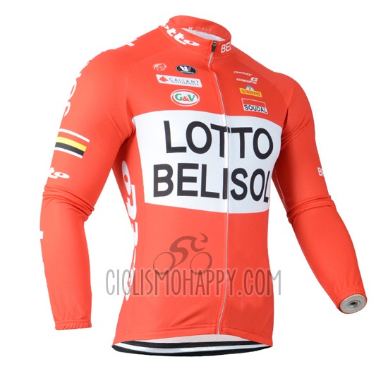 Lotto Belisol Cycling Jersey Bib Tight 2014 Long Sleeve Orange